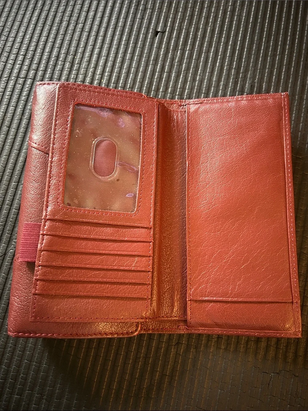 Wilson’s leather, maroon Leather trifold, wallet with Gold Accent